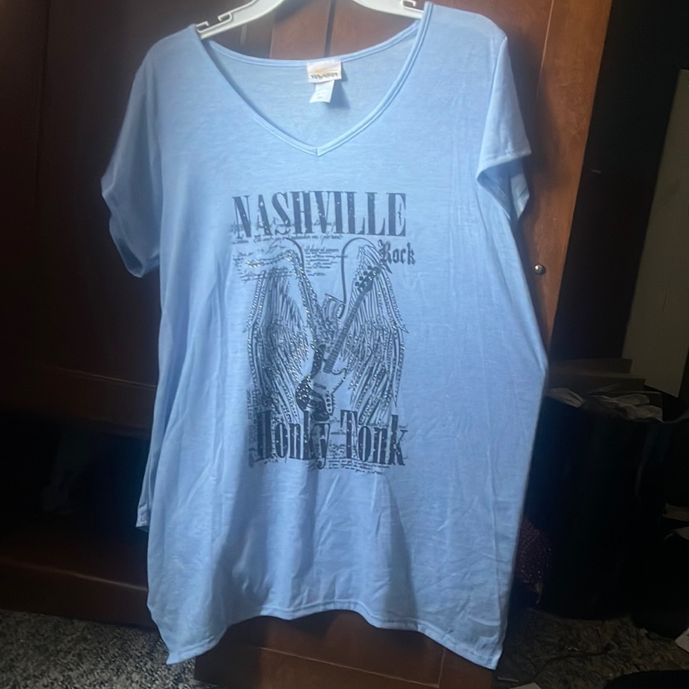 “Sunshirt” Light Blue Honky Tonk Nashville Top Size XXL